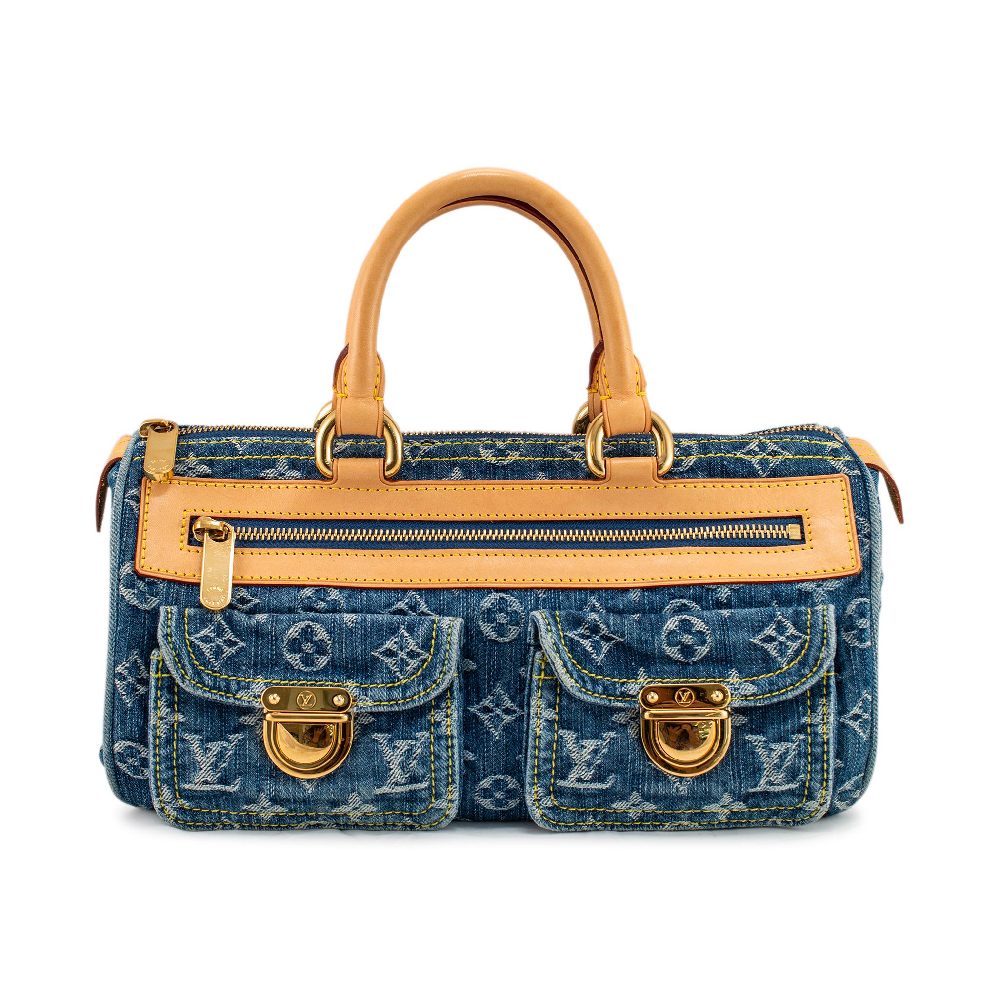Louis Vuitton Vintage Monogram Blue Denim M95019 Neo Speedy Handbag In Excellent Condition In Houston, US