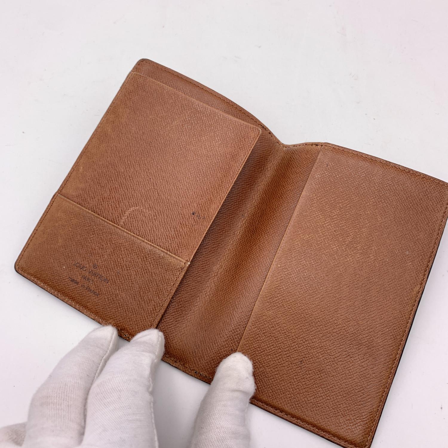 Black Louis Vuitton Vintage Monogram Brown Canvas Passport Holder Case