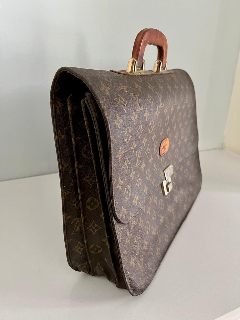 Louis Vuitton Brown Monogram Canvas Laptop Bag Briefcase Serviette
