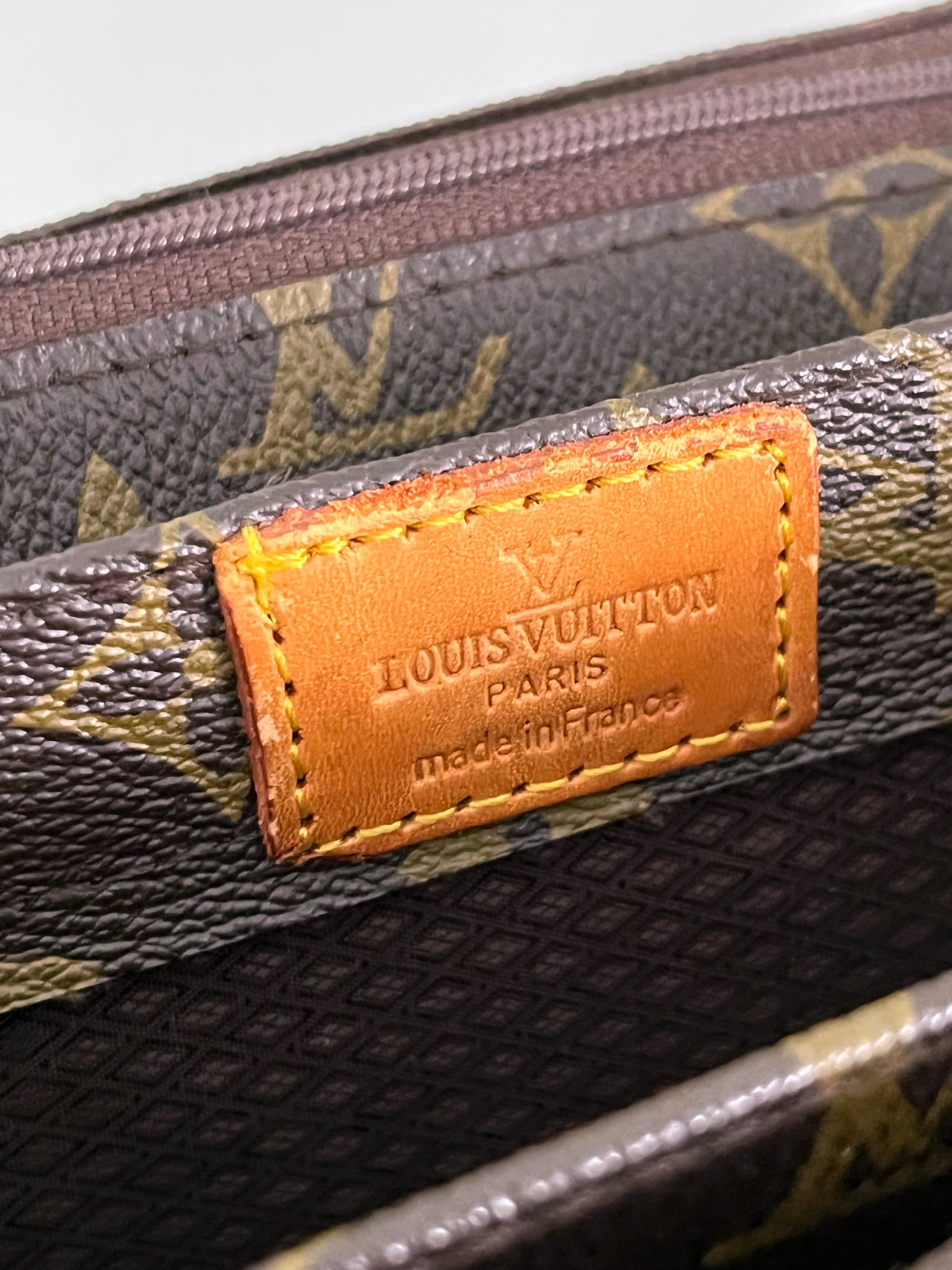 Brass Louis Vuitton Vintage Monogram Brown Serviette Conseiller Briefcase