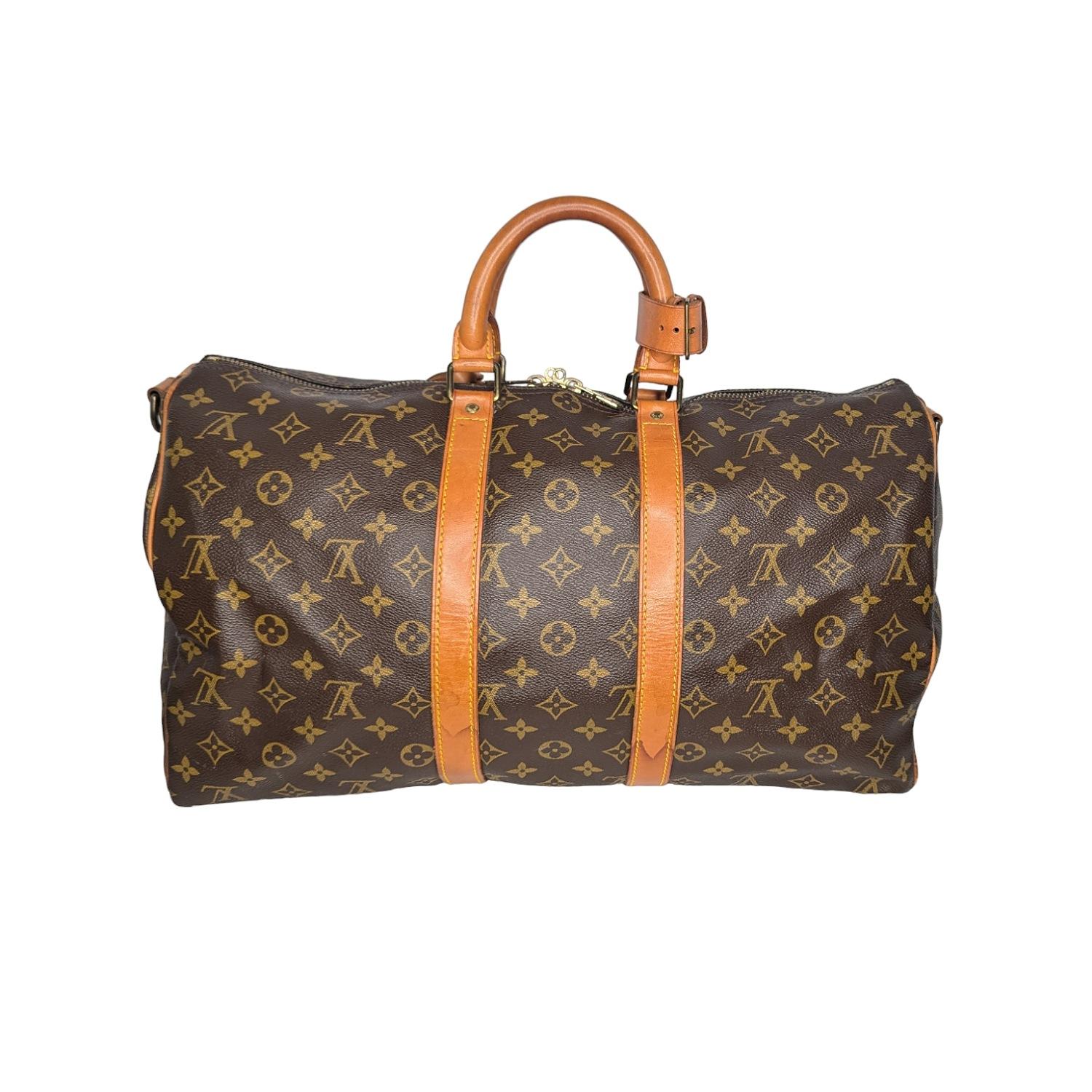 Brown Louis Vuitton Vintage Monogram Canvas Bandouliere Keepall 45