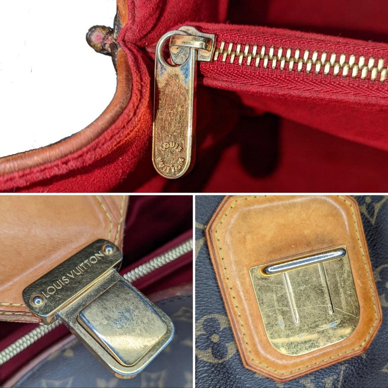 Authentic Louis Vuitton Monogram Griet handbag w/ Red Suede Inner Liner