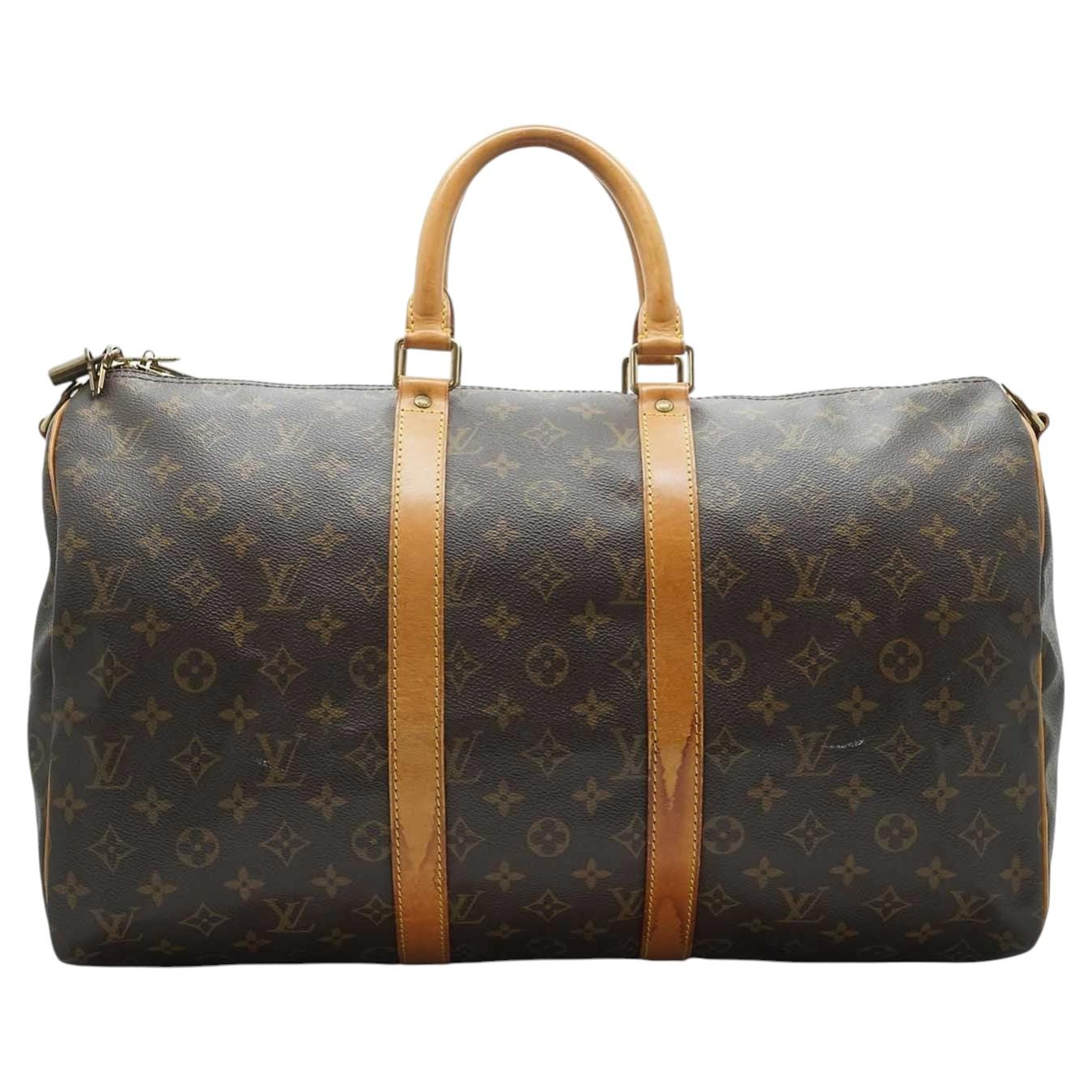 Louis Vuitton Vintage Monogram Canvas Keepall 45 Duffle Travel Bag For Sale
