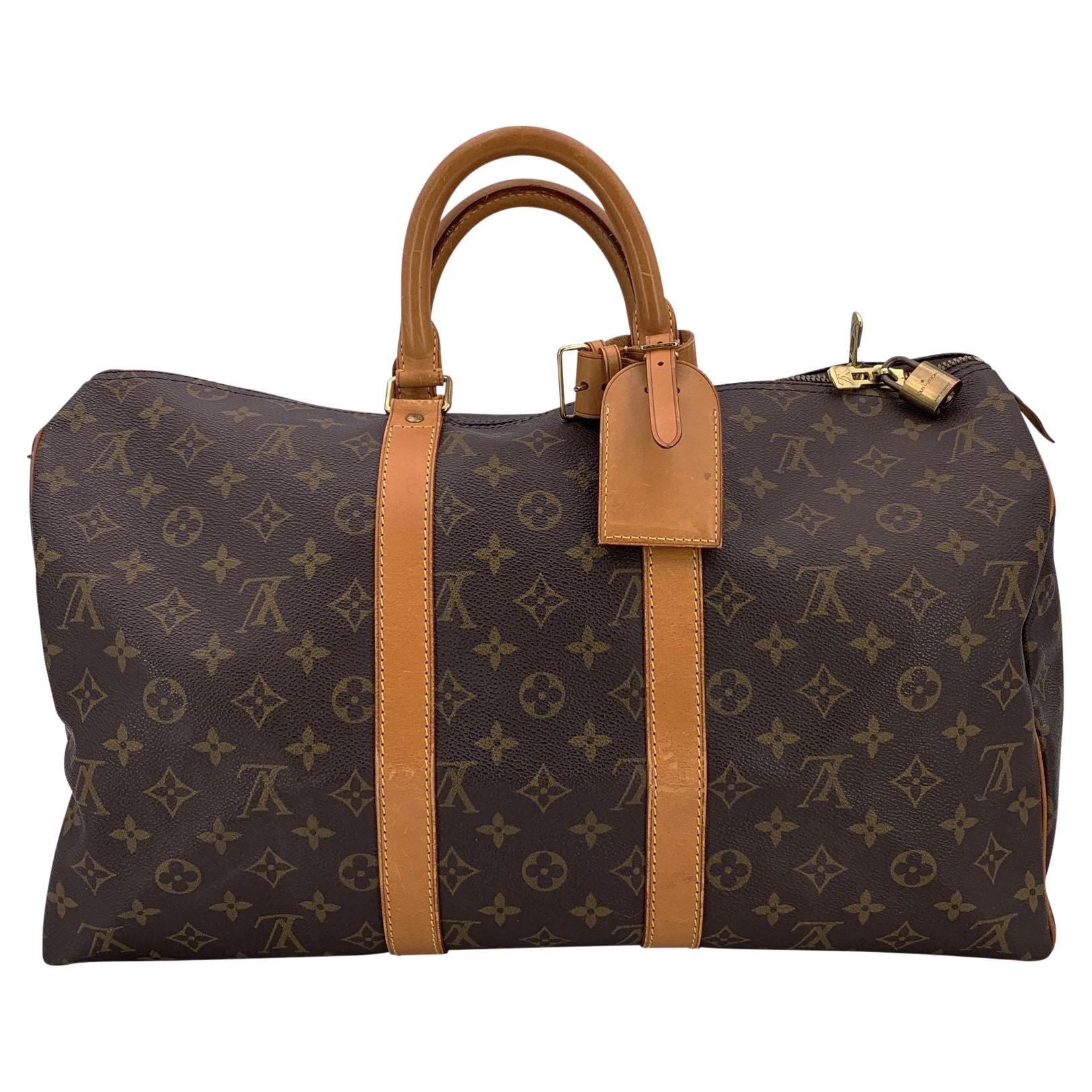 Louis Vuitton Vintage Monogram Canvas Keepall 45 Travel Duffle Bag For Sale