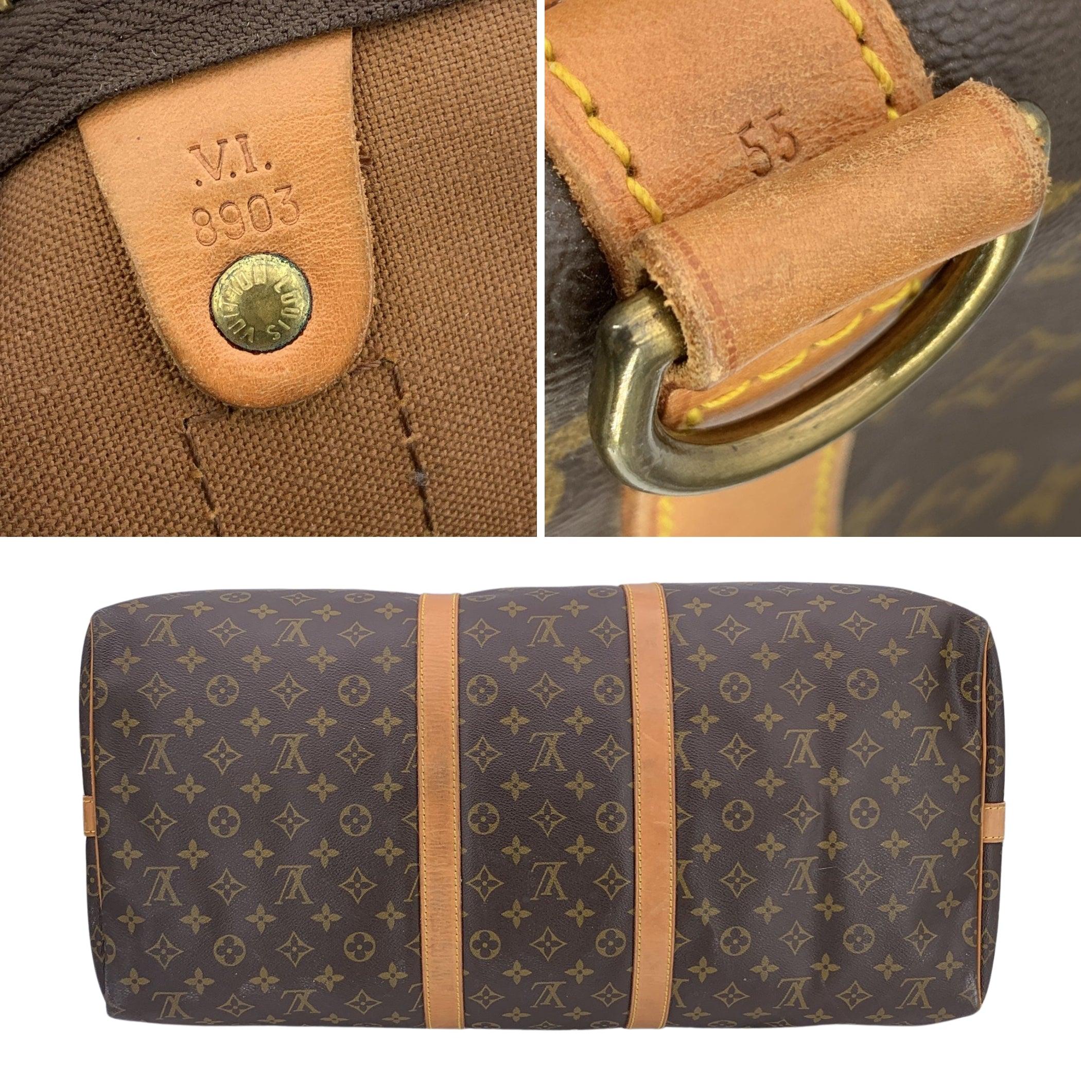 Louis Vuitton Vintage Monogram Canvas Keepall 55 Travel Duffle Bag For Sale 1