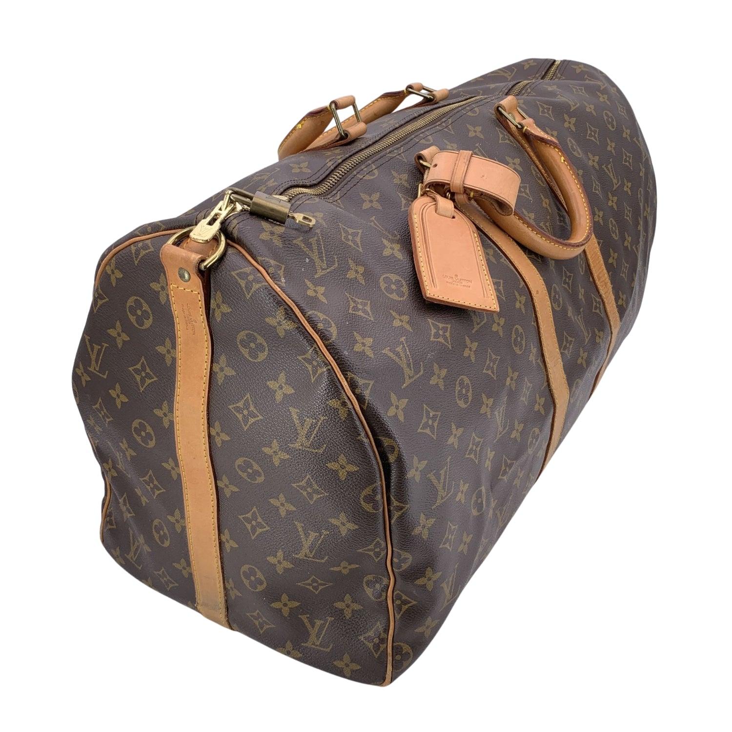Louis Vuitton Vintage Monogram Canvas Keepall 55 Travel Duffle Bag For Sale 3