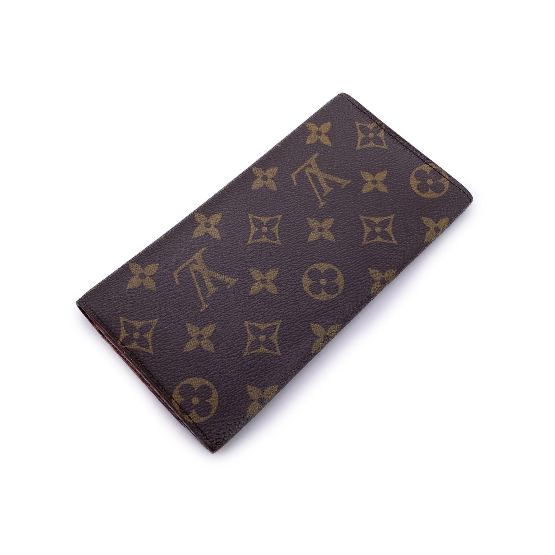 Black Louis Vuitton Vintage Monogram Canvas Long Bill Flap Wallet For Sale