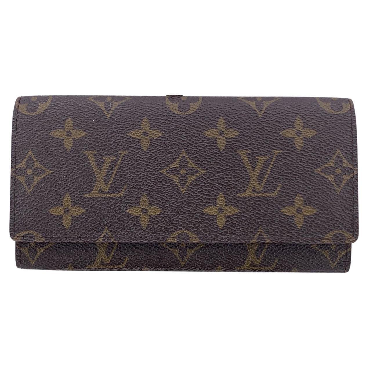 Louis Vuitton Vintage Monogram Canvas Long Bill Flap Wallet For Sale