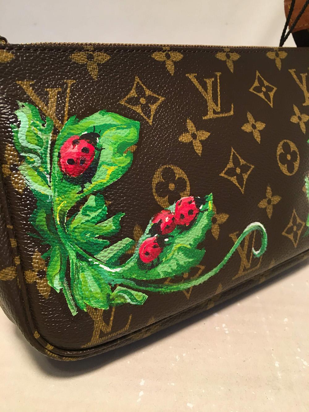 Black Louis Vuitton Vintage Monogram Customized Ladybug Pochette Accessories Pouch 