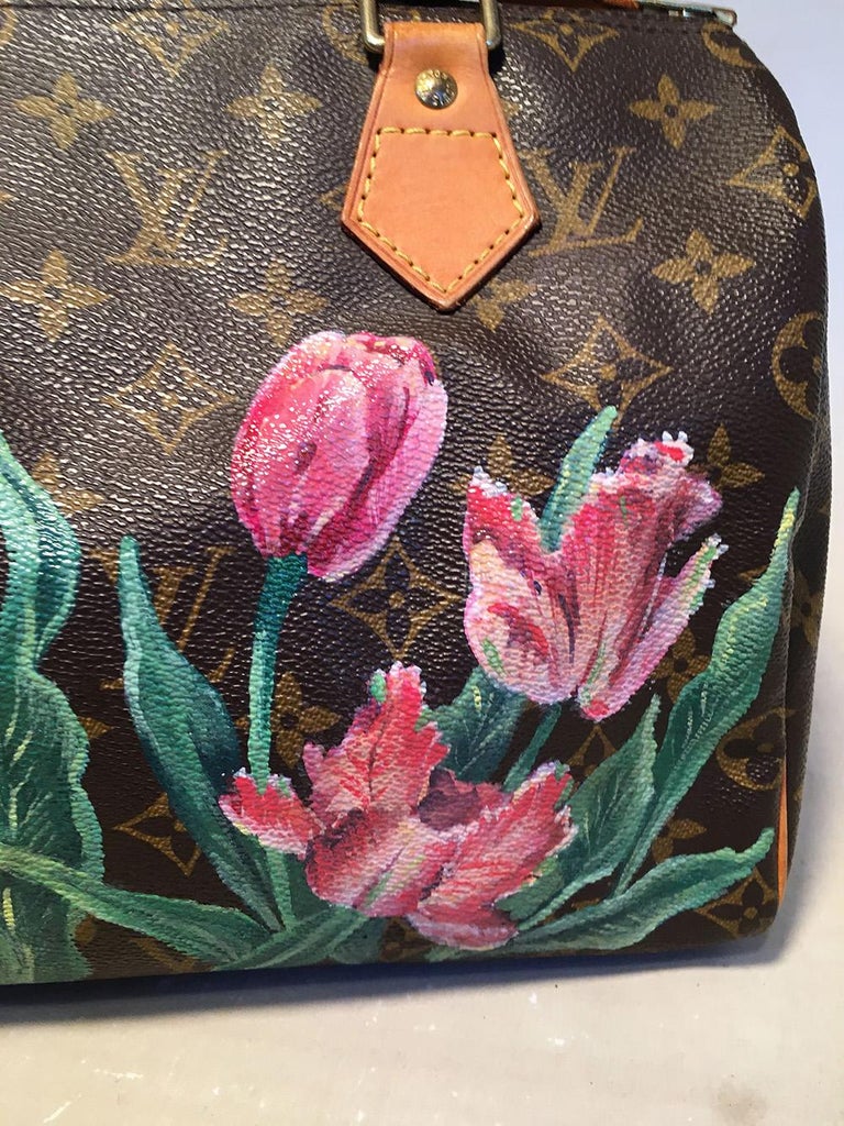 Please Swipe for Details Louis Vuitton Hand Painted Baroque Flowers # louisvuitton #handpaintedlouisvuitton #neverfull #dami…