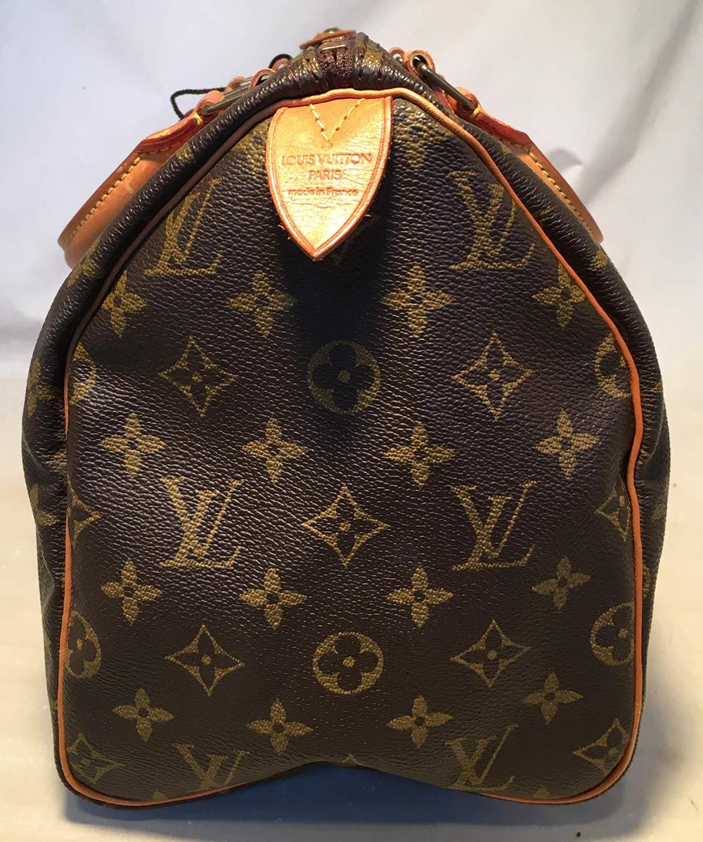 Louis Vuitton Vintage Monogram Customized Hand Painted Wine Grapes Speedy 30 Handbag in excellent condition. Monogram canvas exterior trimmed with tan leather and brass hardware. Customized, hand painted wine grapes and grapevine along front side by