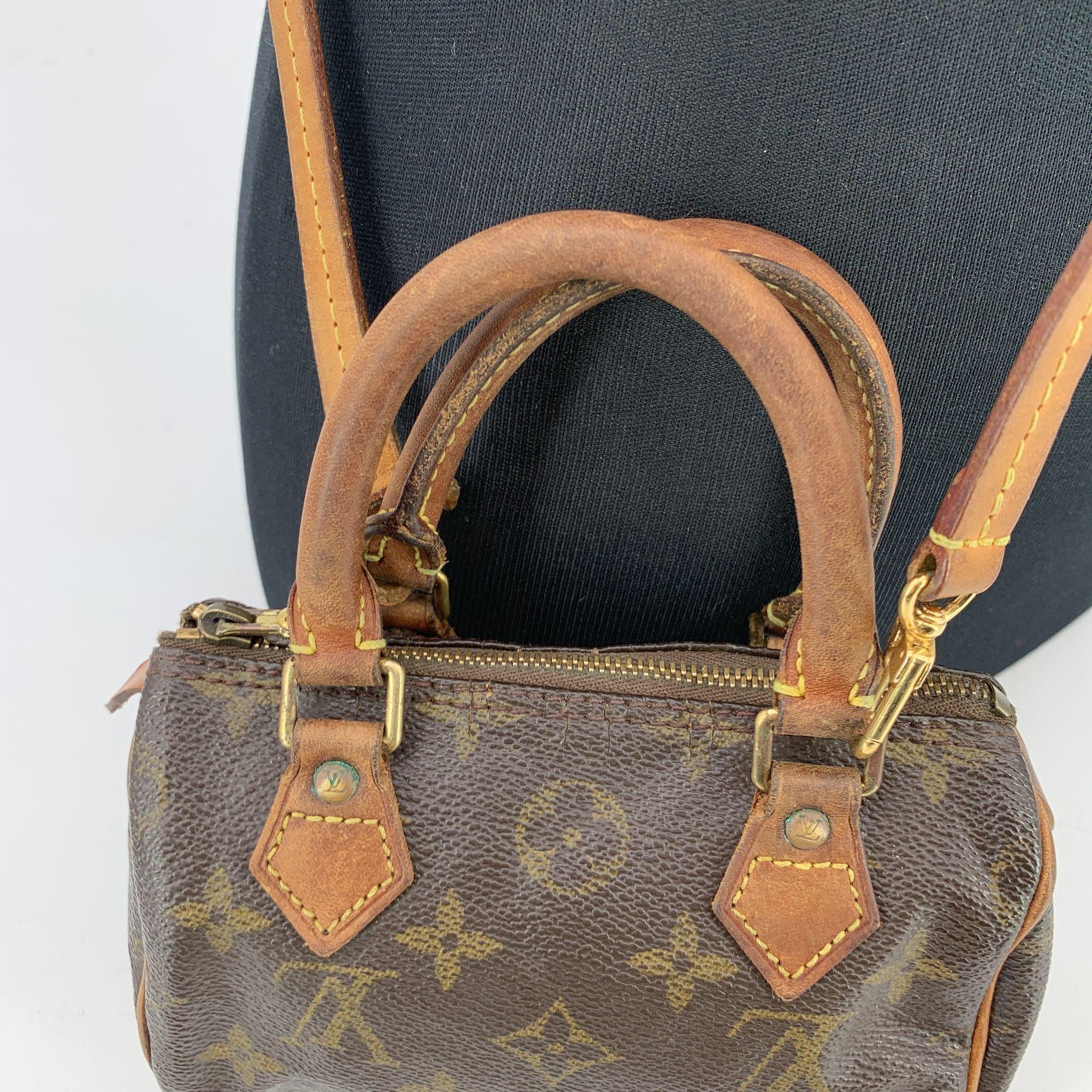 Black Louis Vuitton Vintage Monogram Mini HL Speedy Nano Bag with Strap For Sale