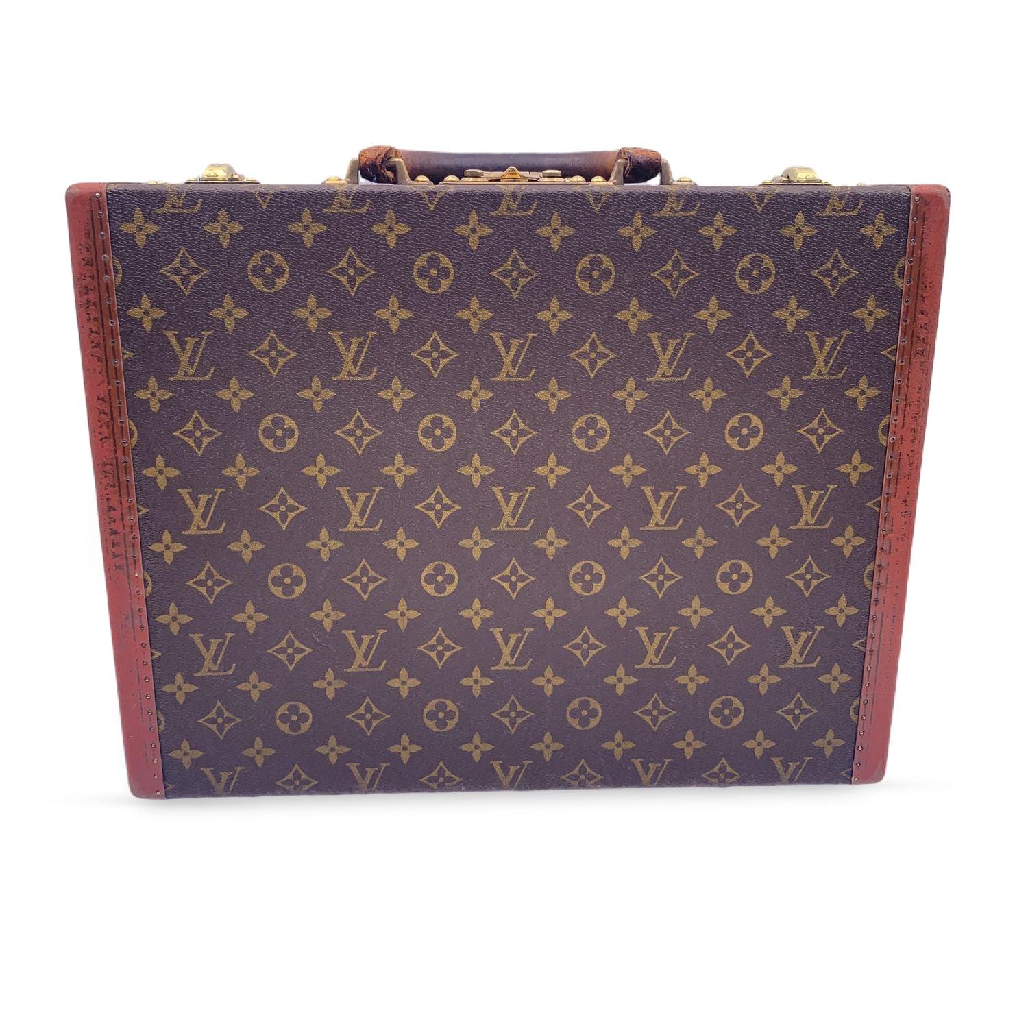 Gray Louis Vuitton Vintage Monogram President Hard Case Briefcase Bag For Sale
