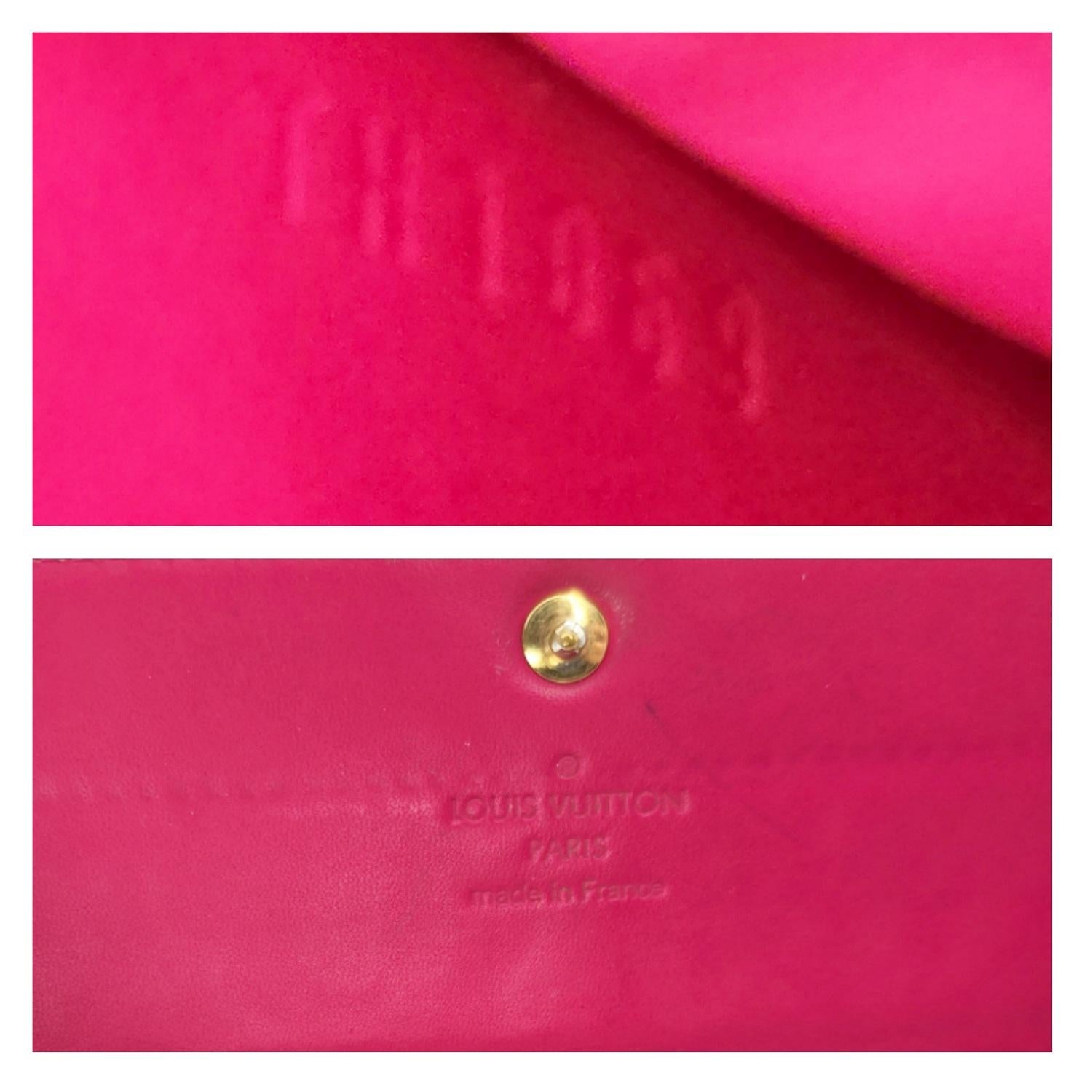 Louis Vuitton Vintage Monogram Sarah Vernis Wallet Rose Pop For Sale 4
