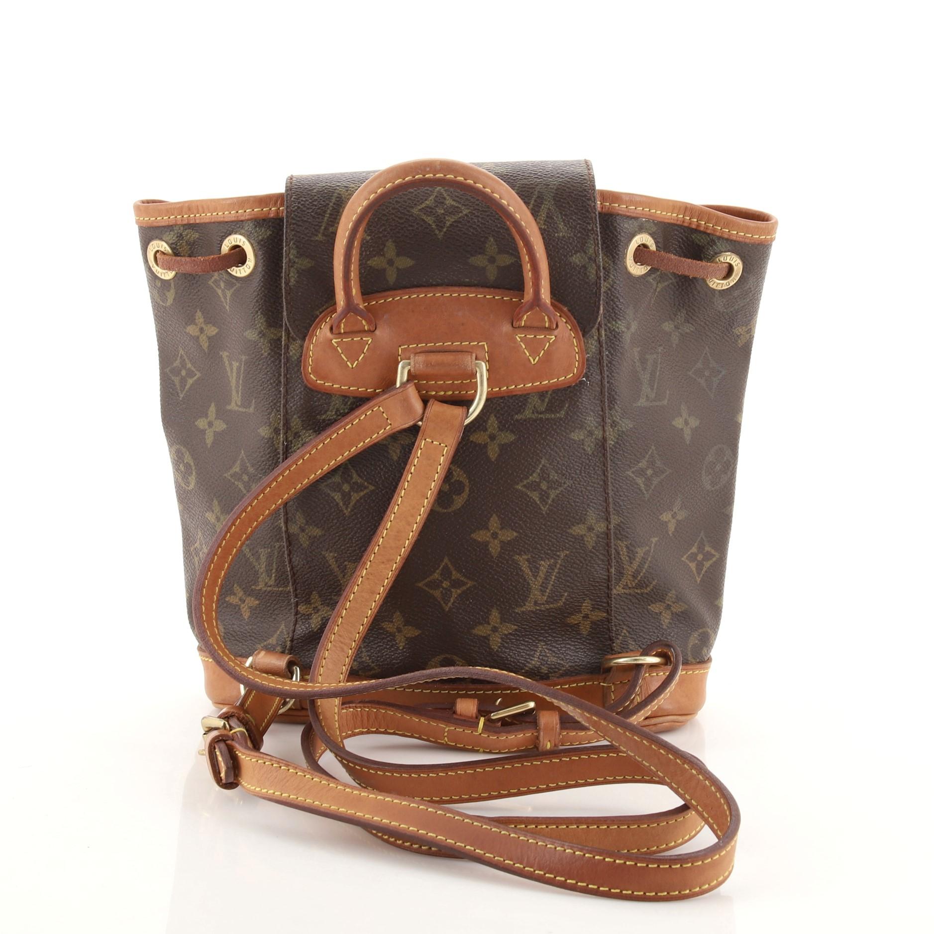 Louis Vuitton Vintage Montsouris Rucksack Monogramm Segeltuch PM (Braun)