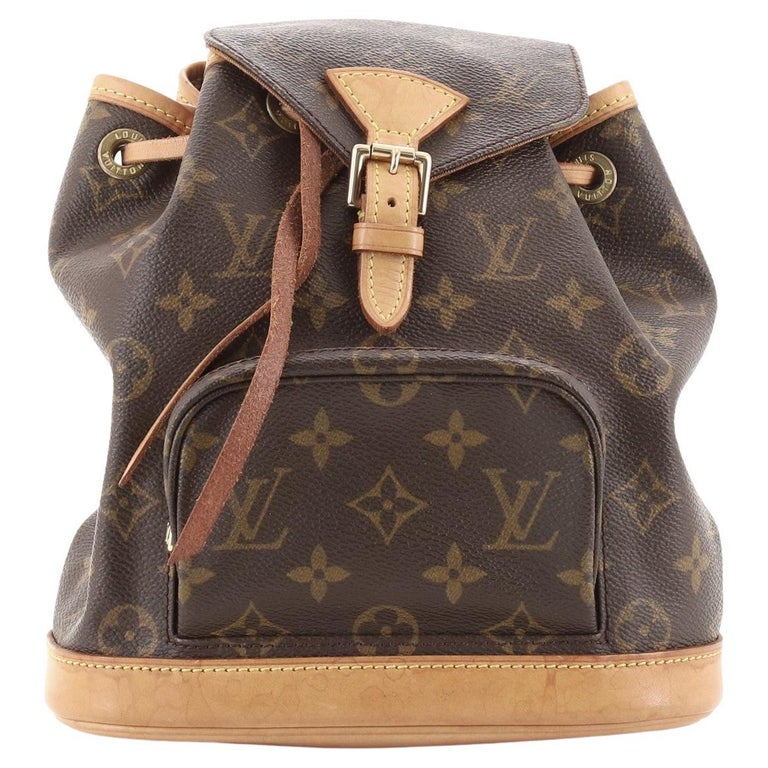 Louis Vuitton Brown Monogram Canvas Leather Montsouris PM Backpack For Sale  at 1stDibs
