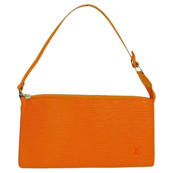 Louis Vuitton Vintage Orange Epi Pochette Accessories For Sale