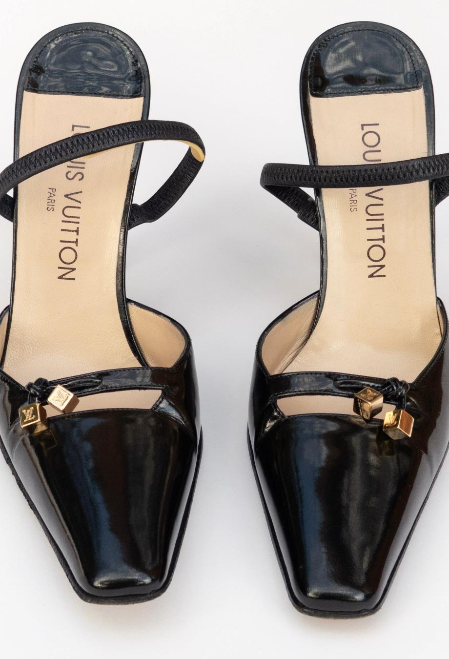 Louis Vuitton Vintage Charol Negro Tacones Sz 38.5 en Bastante bueno estado para la venta en Melbourne, VIC