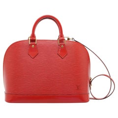 Louis Vuitton Vintage Red Epi Leather Alma PM Handbag with Strap
