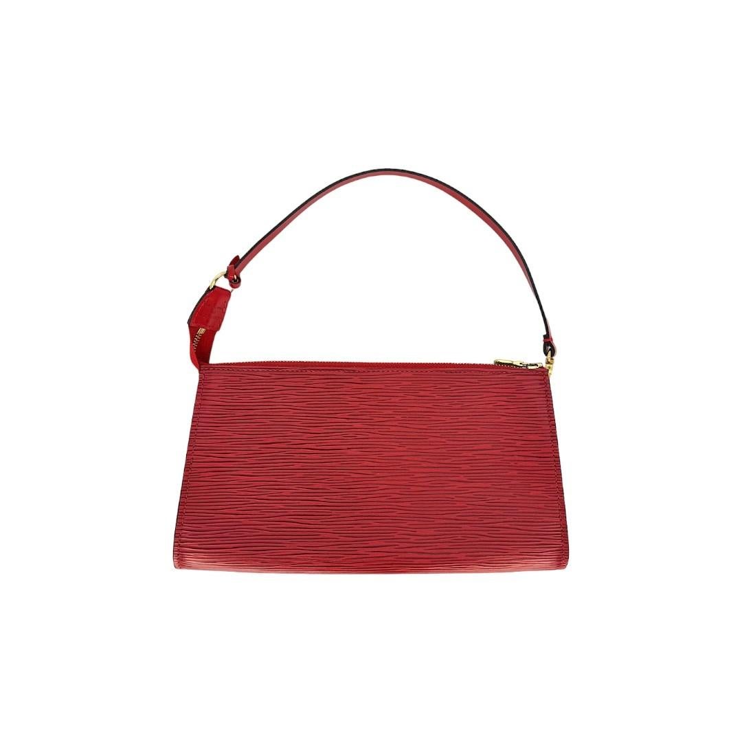 Louis Vuitton Vintage Red Epi Pochette Accessories In Excellent Condition In Scottsdale, AZ