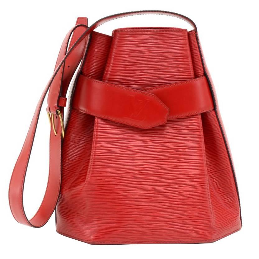 Louis Vuitton Vintage Sac Depaule PM Red Epi Leather Shoulder Bag For Sale