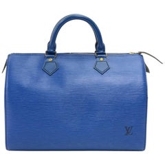Louis Vuitton Vintage Speedy 30 Blue Epi Leather City Hand Bag