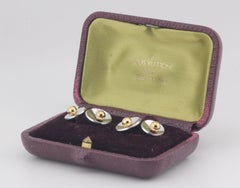 Louis Vuitton Vintage Steel 18k Yellow Gold Rope Disc Cufflinks