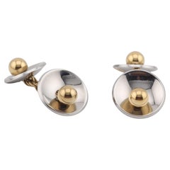 Louis Vuitton Vintage Steel 18k Yellow Gold Rope Disc Cufflinks Louis Vuitton Vintage Steel 18k Yellow Gold Rope Disc Cufflinks