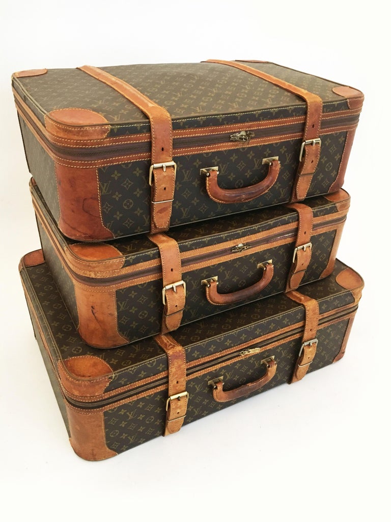 Louis Vuitton 3 Stratos Suitcase Set Trunk Pyramid Display Vtg Luggage