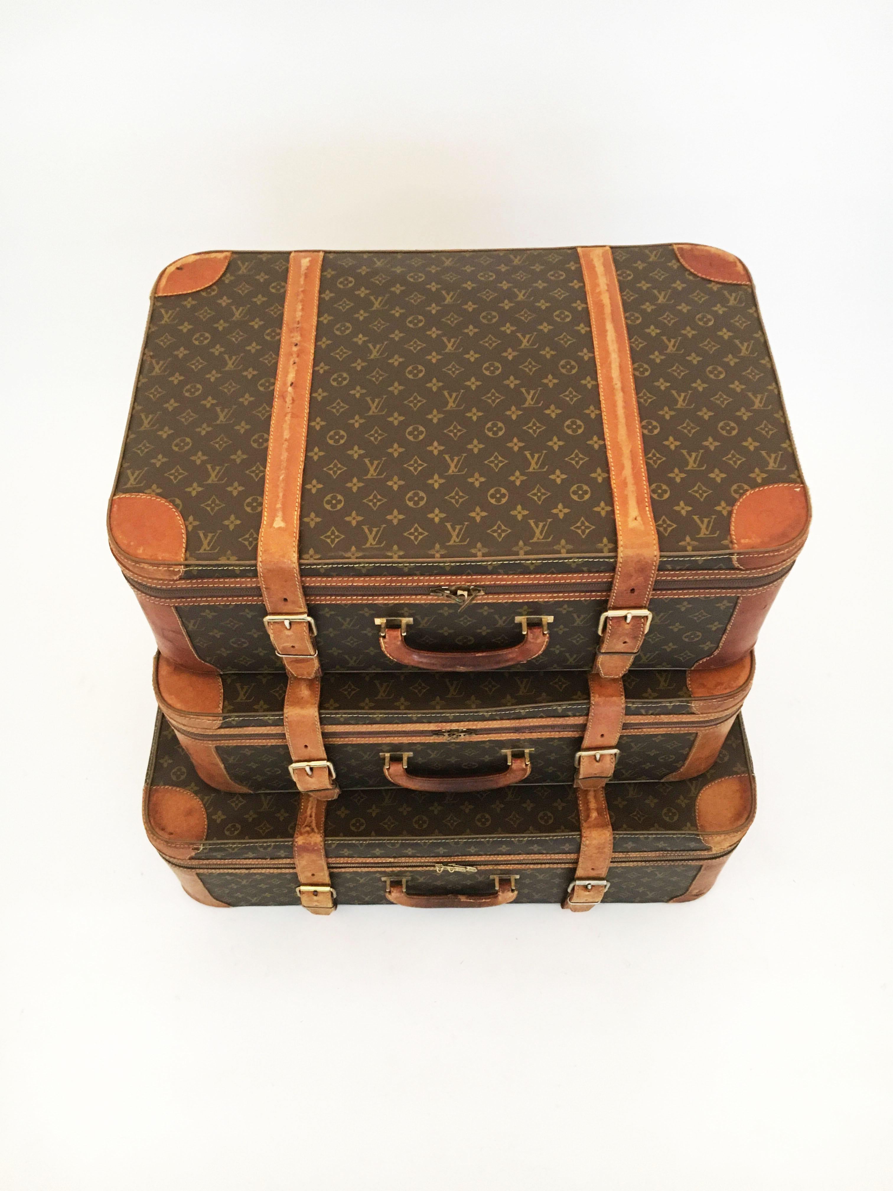 Louis Vuitton Vintage Stratos Luggage Trunk Stack, Set of Three In Fair Condition In Vienna, Vienna