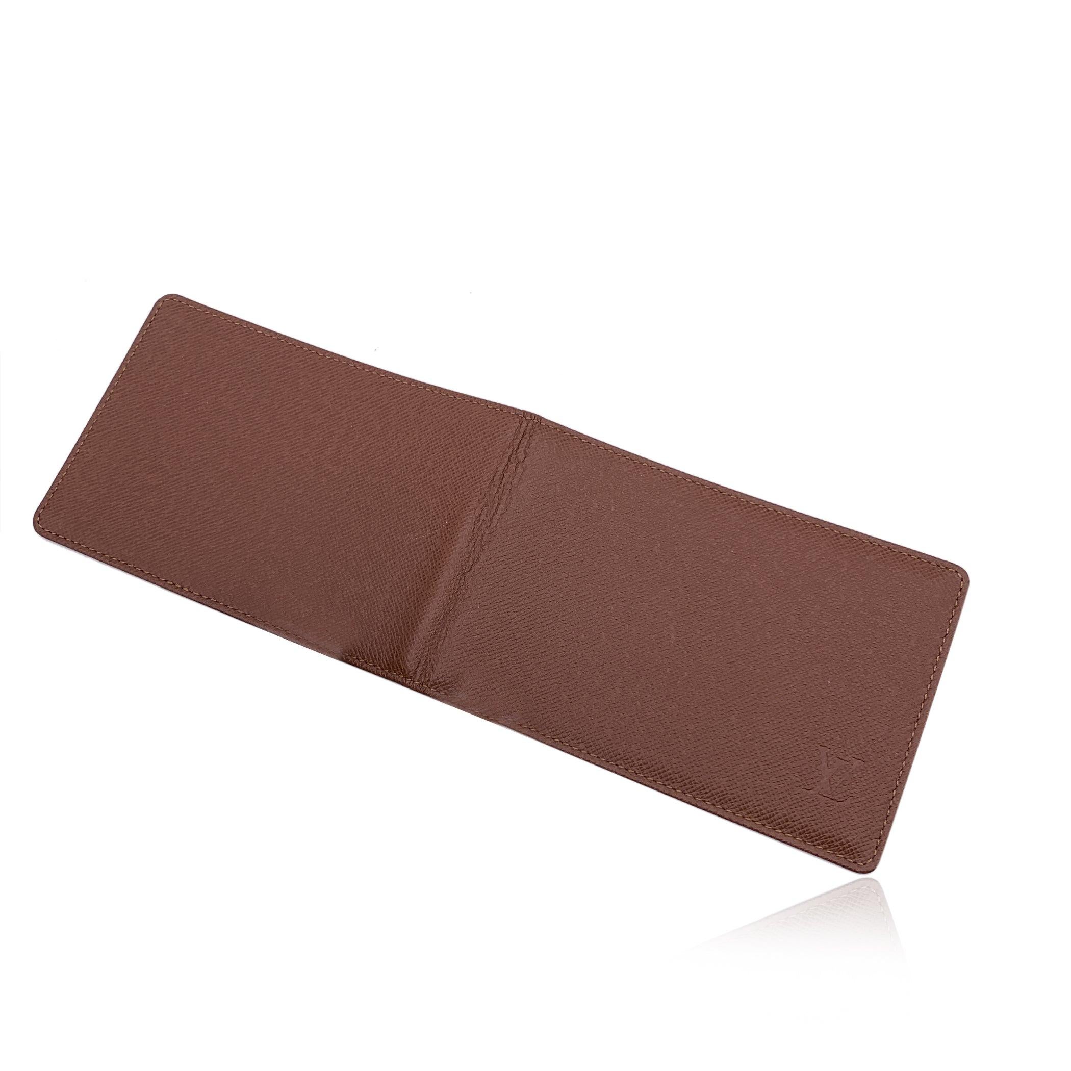 Brown Louis Vuitton Vintage Tan Leather Bifold ID Card Wallet Photo Holder For Sale