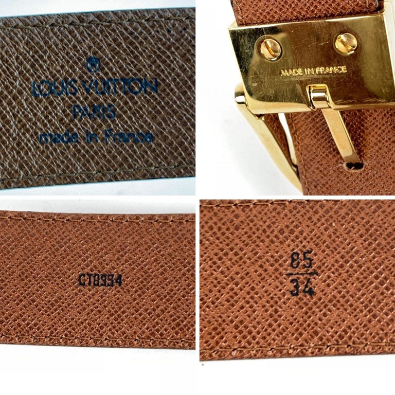 Authenticated Used Louis Vuitton Taiga Sunture Classic Leather Belt Episea  (Green) M6845 Total Length 95 cm Waist 75-85 LOUIS VUITTON Men's