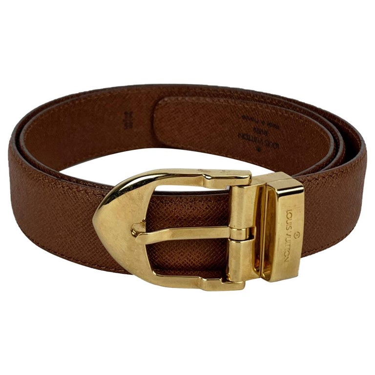Louis Vuitton Vintage Tan Taiga Leather Classique Belt Size 85/34