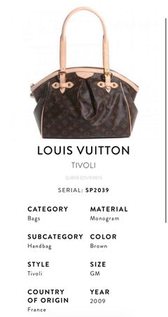 Louis Vuitton Vintage Tivoli GM Monogram Canvas Satchel 2009