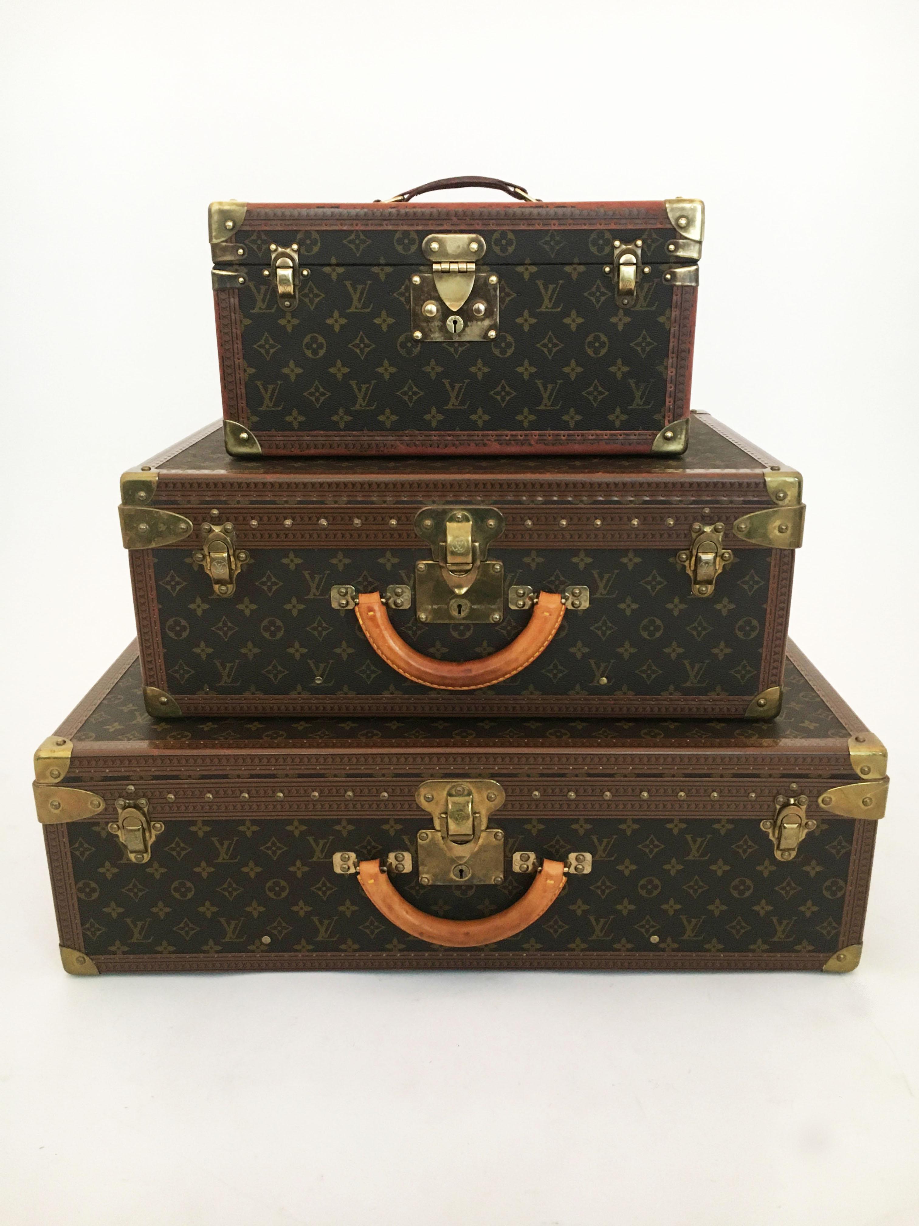 Leather Louis Vuitton Vintage Train Case, Boite Bouteilles Et Glace, Beauty Case For Sale