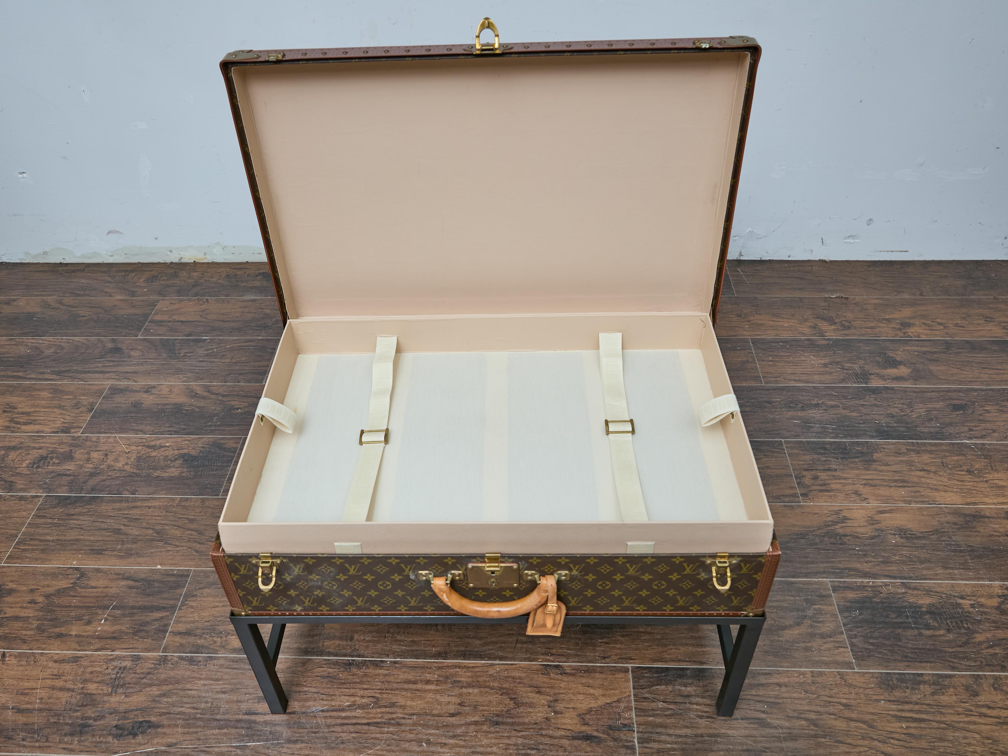 Louis Vuitton Vintage Trunk Made into Coffee Table on Custom Base For Sale 4