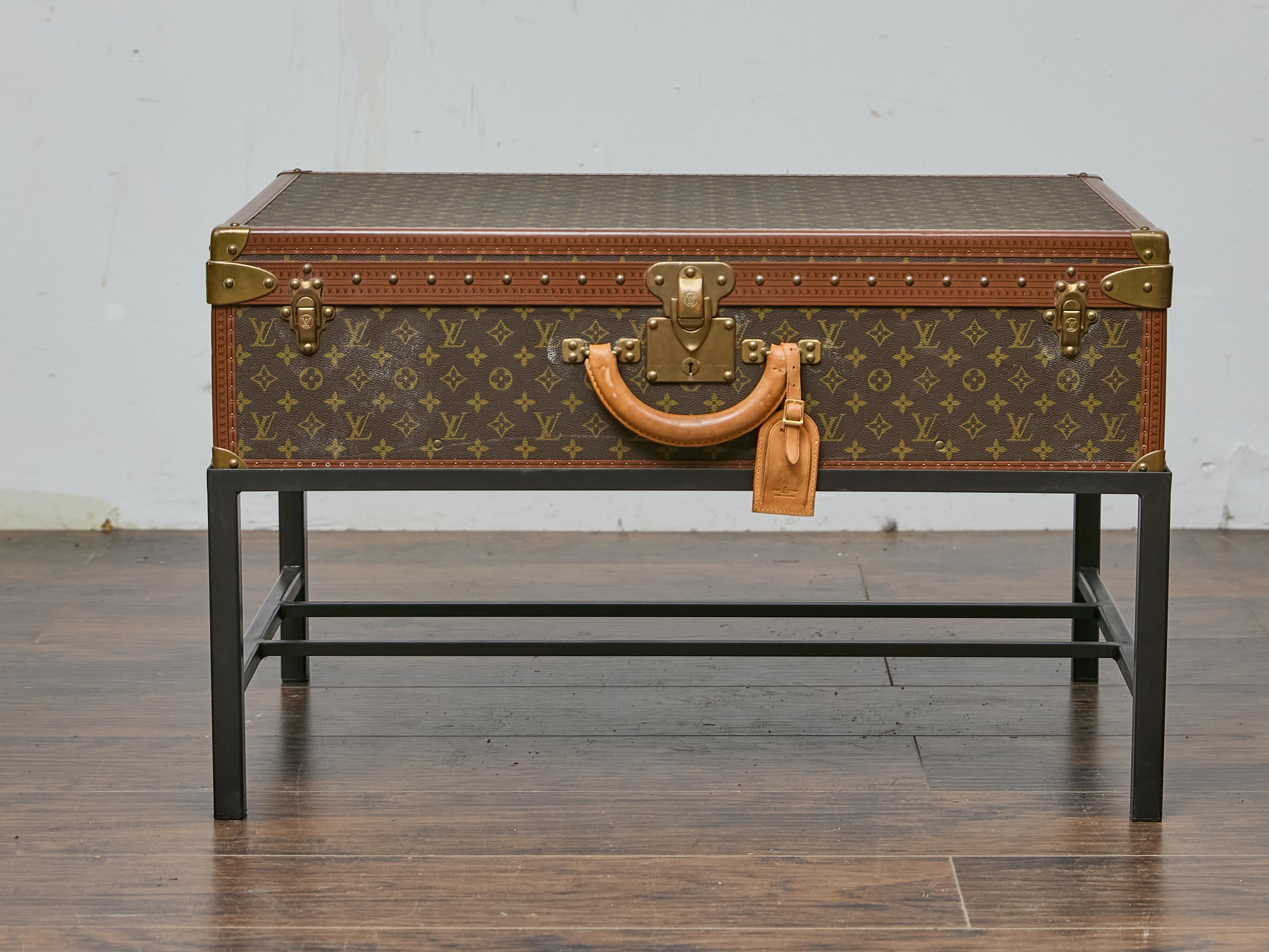 Louis Vuitton Vintage Trunk Made into Coffee Table on Custom Base For Sale 9