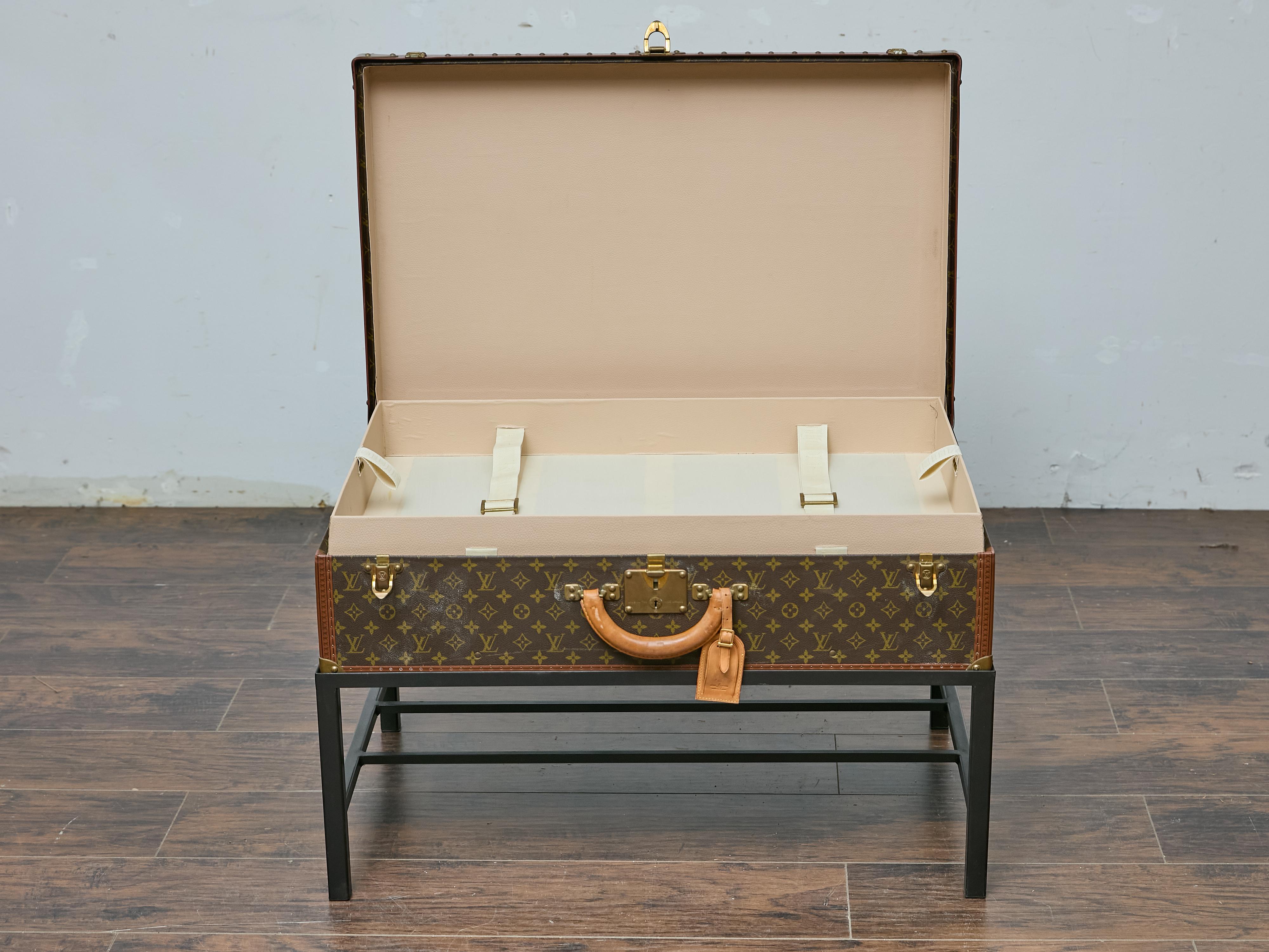 Louis Vuitton Vintage Trunk Made into Coffee Table on Custom Base For Sale 3