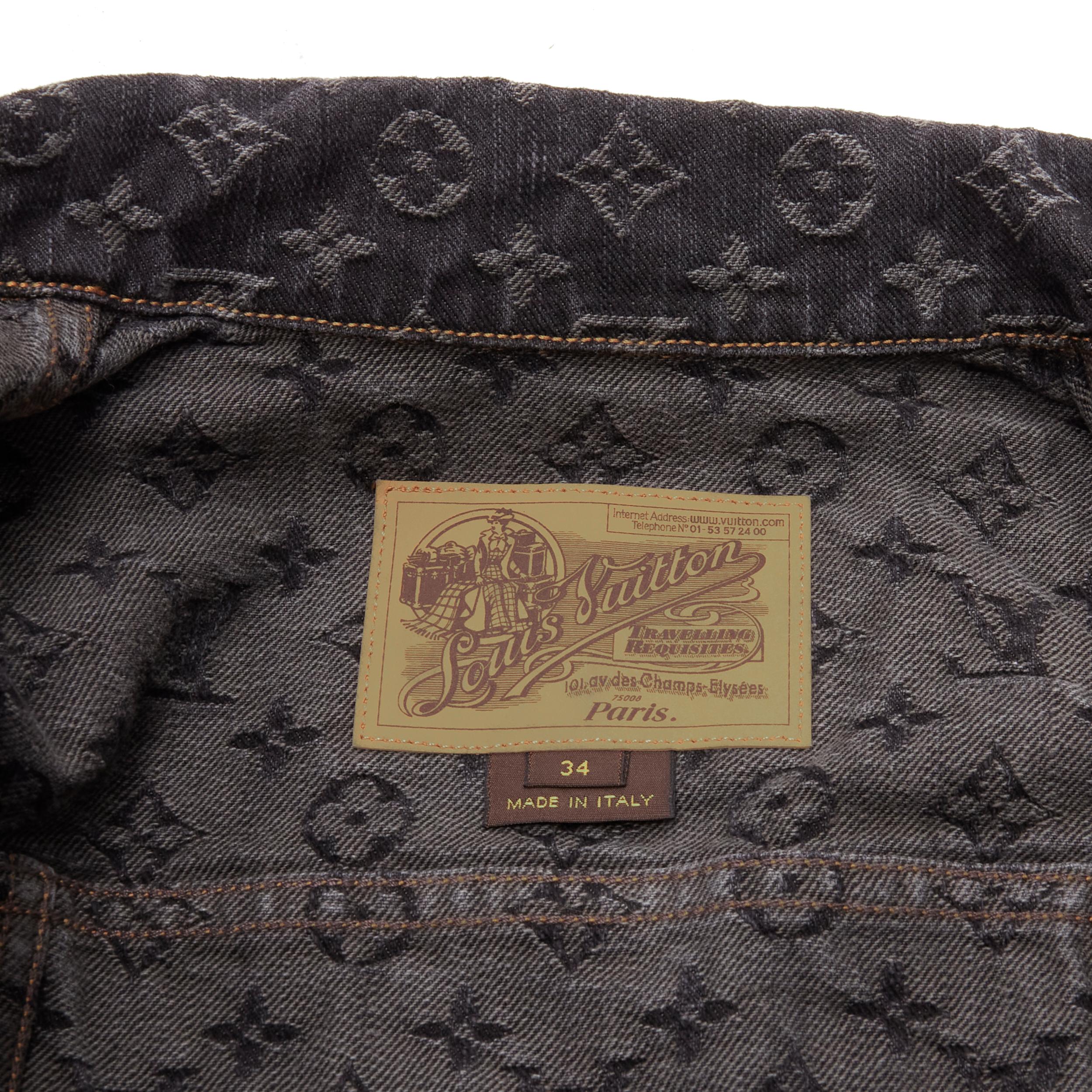 LOUIS VUITTON Vintage Y2K grey LV monogram jacquard denim short jacket FR34 XS 3