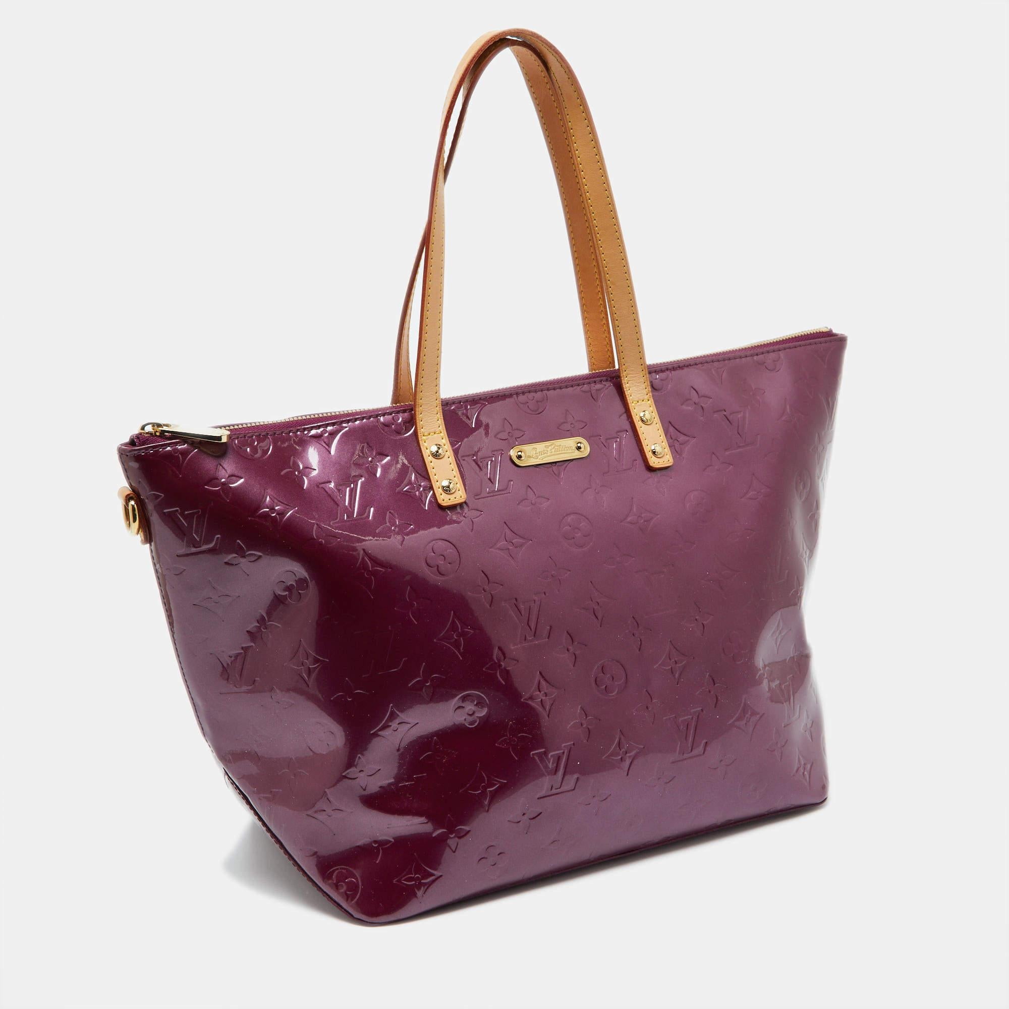 Brown Louis Vuitton Violette Monogram Vernis Bellevue GM Bag For Sale