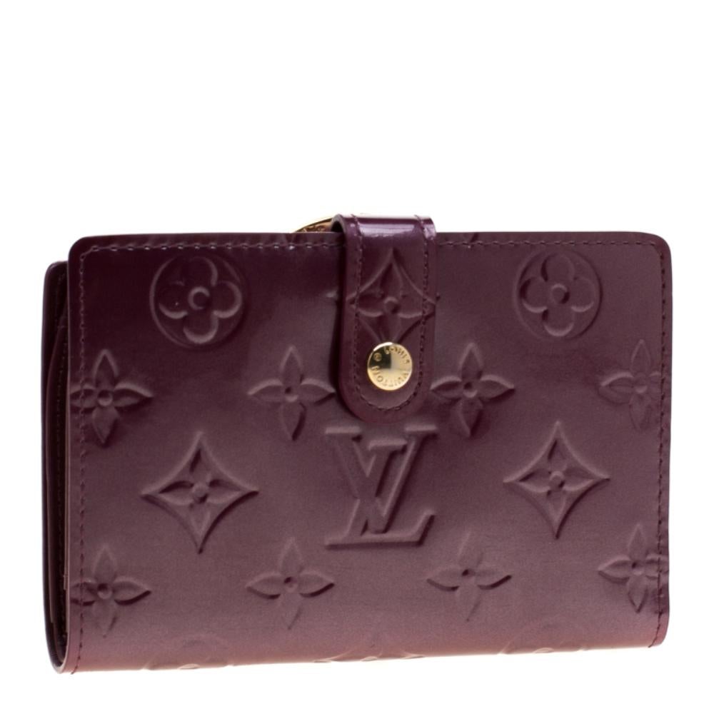 Black Louis Vuitton Violette Monogram Vernis Leather French Purse Wallet