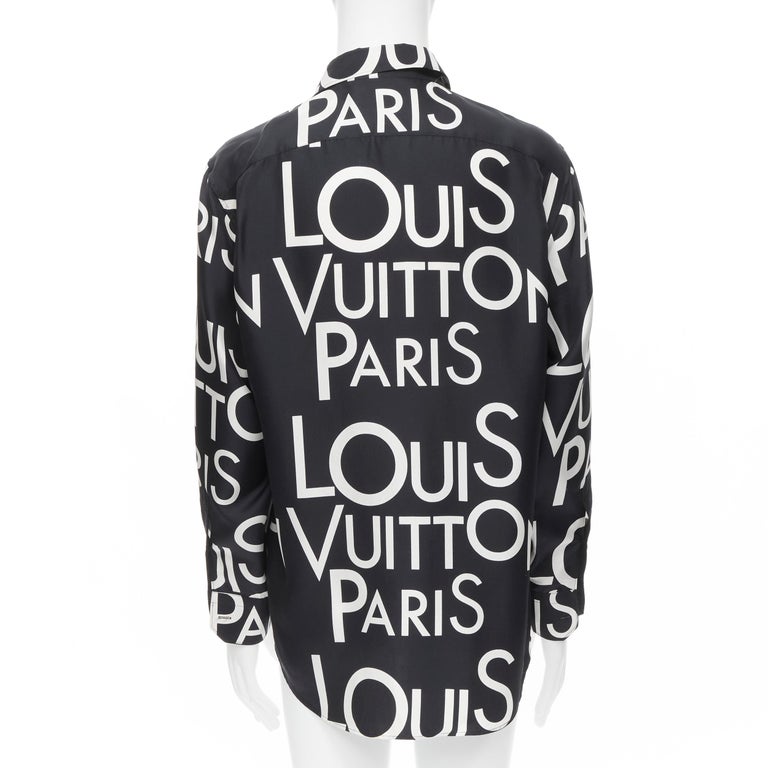 Louis Vuitton Ink Tiger Silk Shirt Black White. Size 40