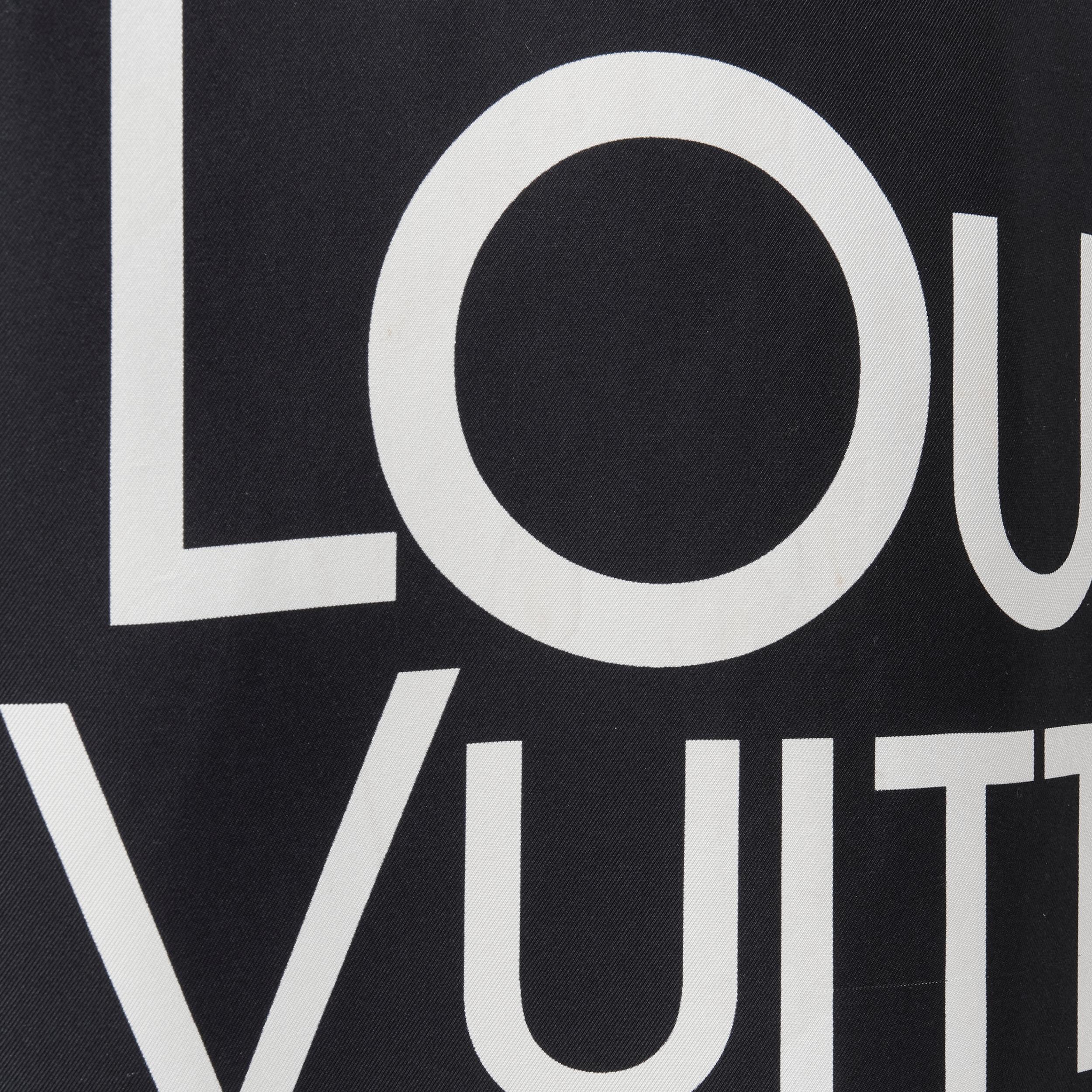 Women's LOUIS VUITTON Virgil Abloh 100% silk black white logo print fit shirt XXL