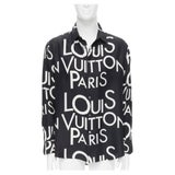 LOUIS VUITTON Virgil Abloh 100% silk black white logo print fit shirt XXL  at 1stDibs