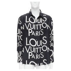LOUIS VUITTON Virgil Abloh 100% silk black white logo print fit shirt XXL