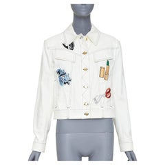 LOUIS VUITTON Virgil Abloh 2021 Runway cream denim badge patch jacket FR36 S