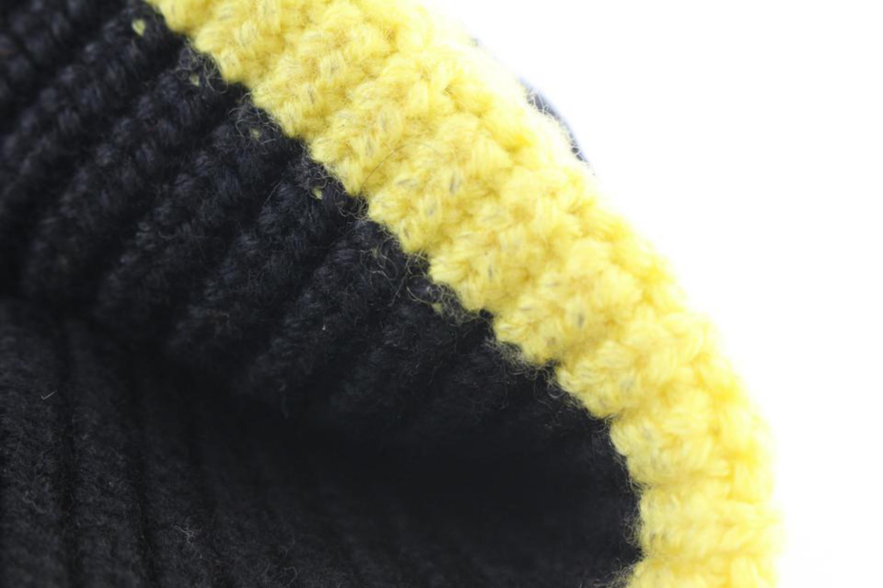 Louis Vuitton Virgil Abloh 2054 Black Yellow Knit Gravity Beanie Hat Cap 10lvl12 4