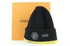 Louis Vuitton Virgil Abloh 2054 Black Yellow Knit Gravity Beanie Hat Cap 10lvl12