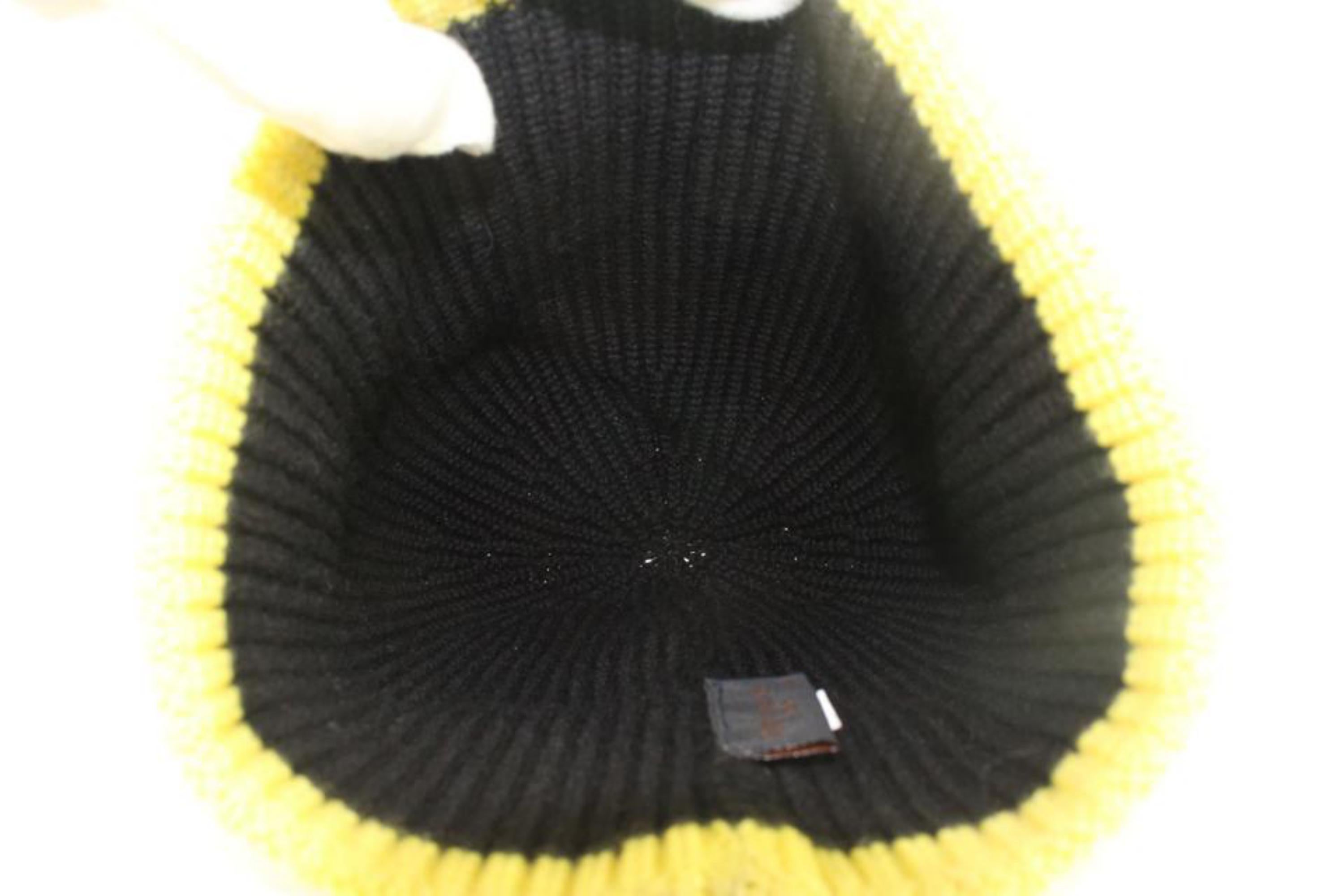 Louis Vuitton Virgil Abloh 2054 Black Yellow Knit Gravity Beanie Hat Cap 10lvl12 1