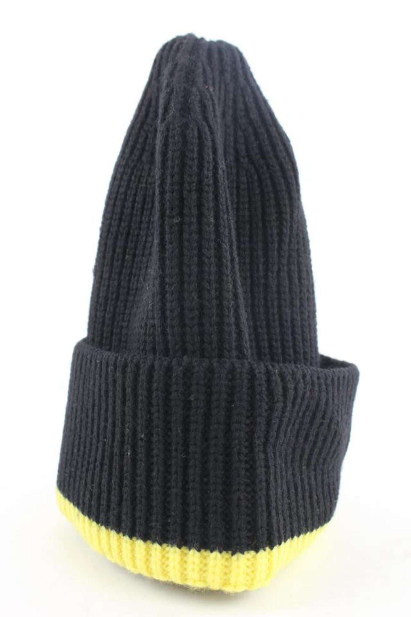 Louis Vuitton Virgil Abloh 2054 Black Yellow Knit Gravity Beanie Hat Cap 10lvl12 2